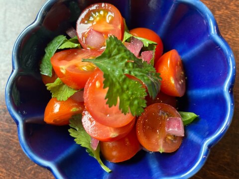 【簡単×ヘルシー】トマトとパクチーの梅酢和え